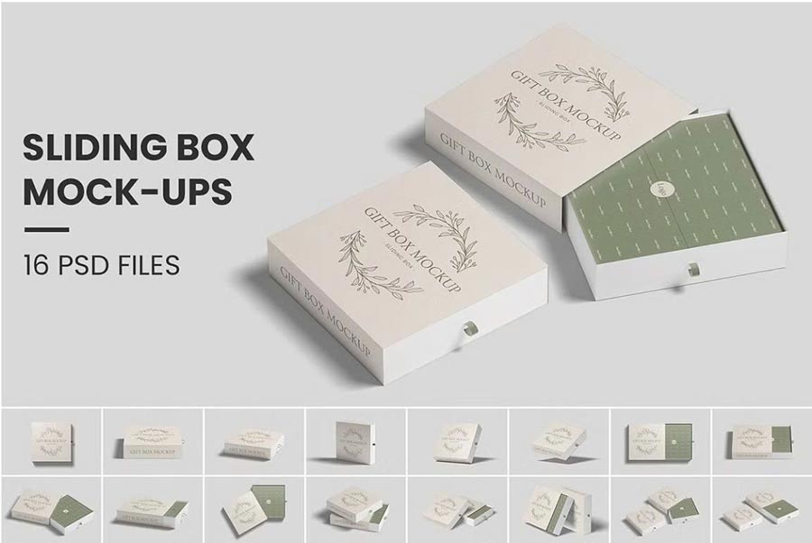 Share Mockup Gift Box – Cup – Paper Bag Takeaway – Menu