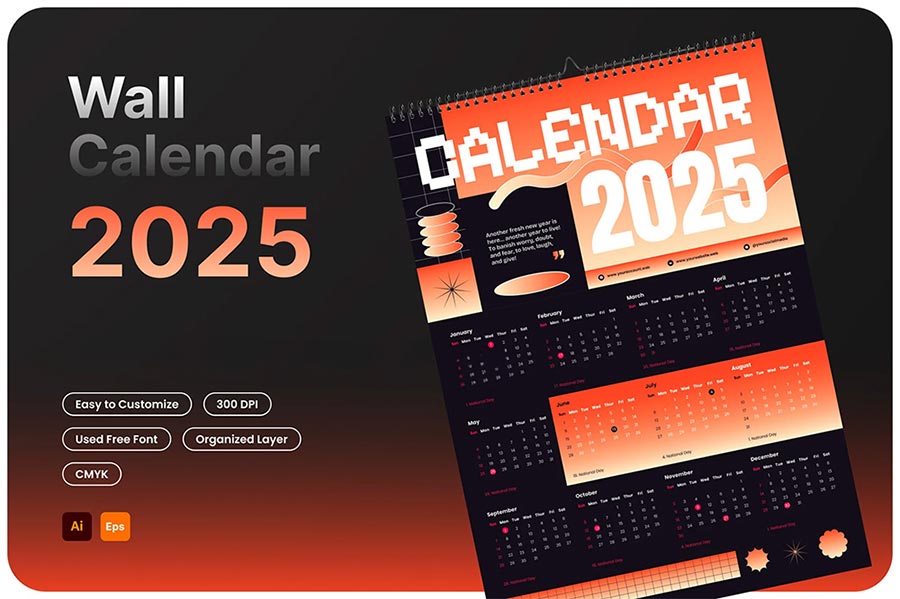 Free Sharing 10 Extremely Beautiful 2025 Calendar Vector Files