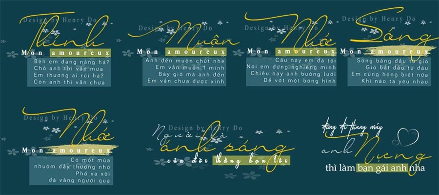 Free Sharing of Vietnamese Artistic Typography Set with Student and Love Themes