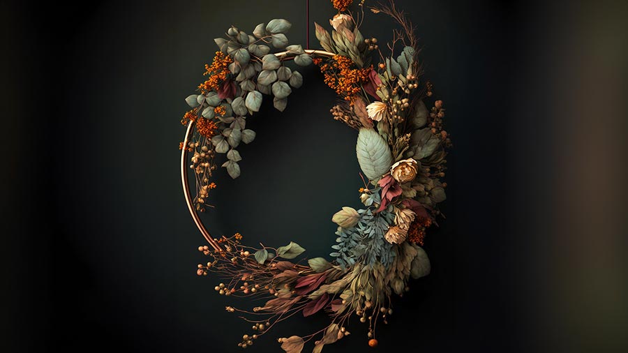 Free Share 6 Impressive Dried Flower Wreath Digital Backgrounds (JPG)