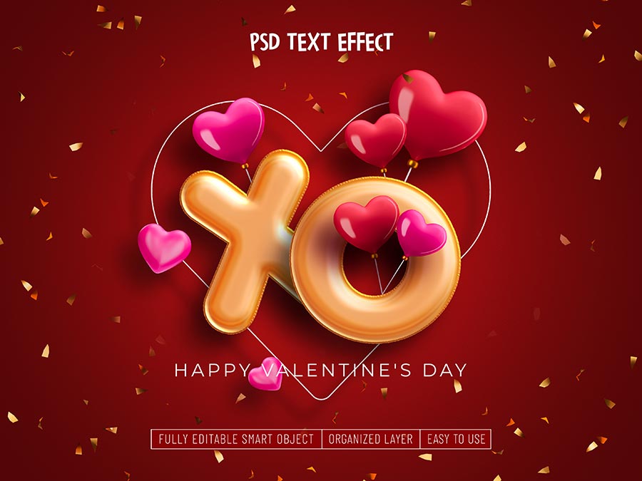 Share Beautiful Free Happy Valentines Day Text Effect Set