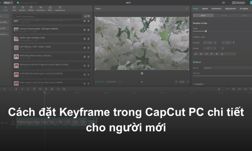 Instructions on How to Set Keyframes in CapCut PC for Beginners