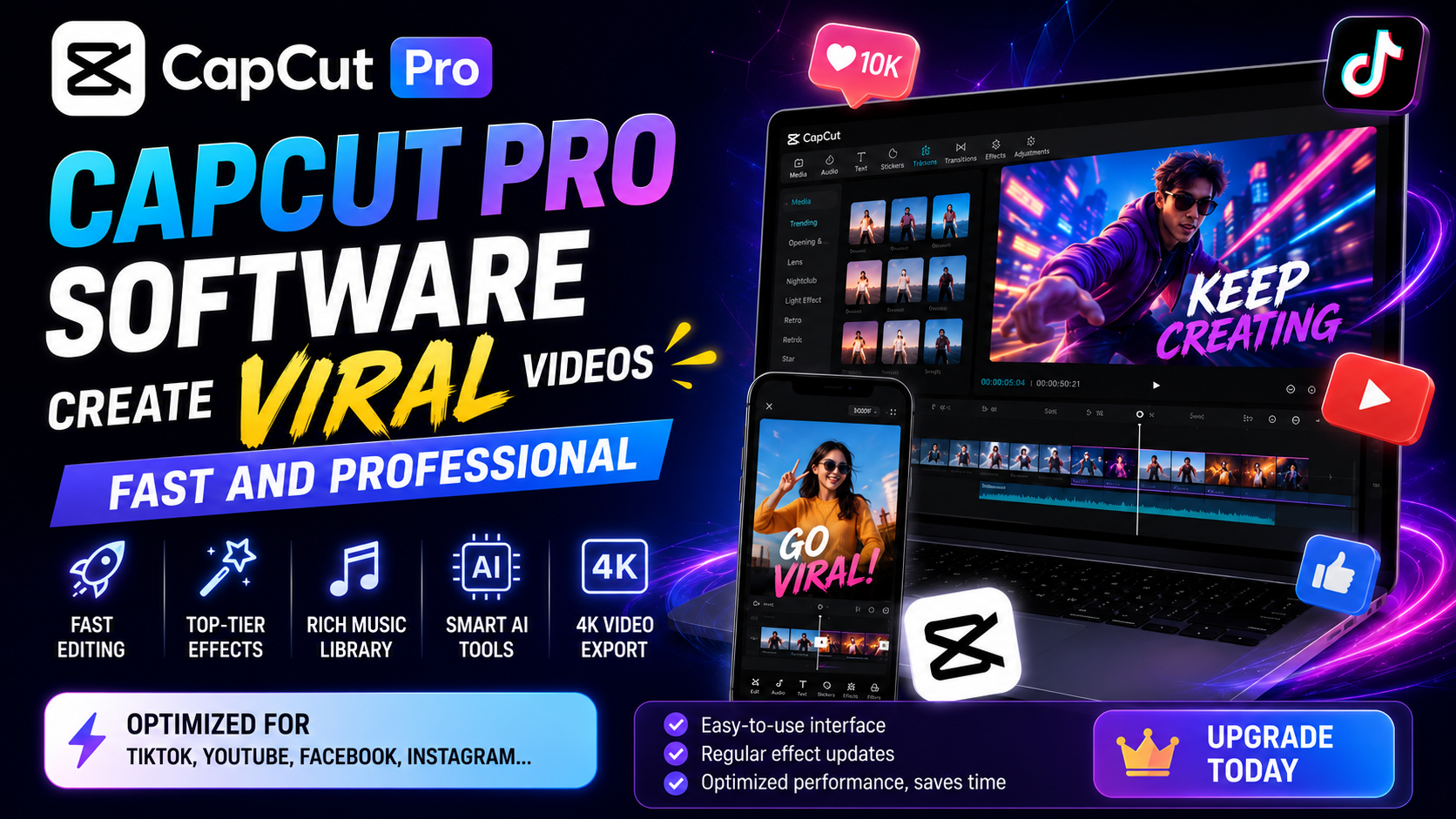 CapCut Pro Software Helps Create Viral Videos Quickly And Professionally