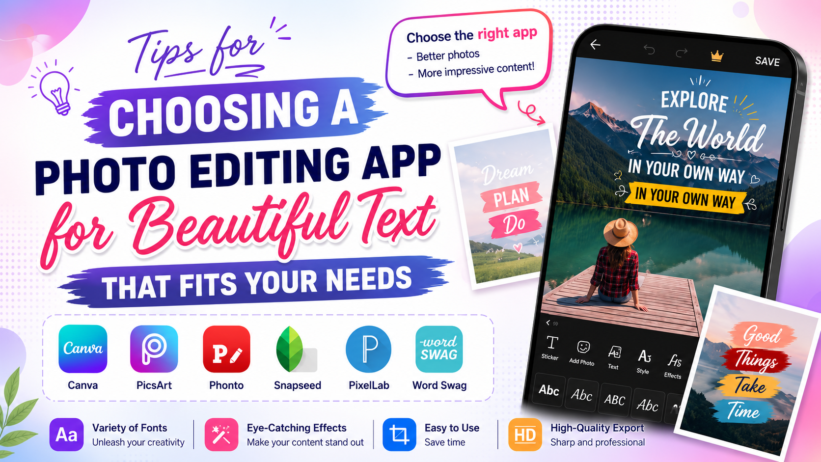 Experience in Choosing a Photo Editing App with Beautiful Text Overlay That Fits Your Needs