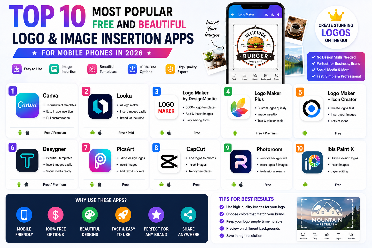 Top 10 Most Popular Free and Beautiful Logo and Image Insertion Apps for Mobile Phones in 2026