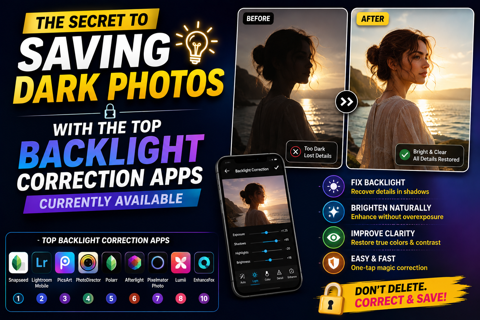 The secret to saving dark photos with the top backlight correction apps currently available.