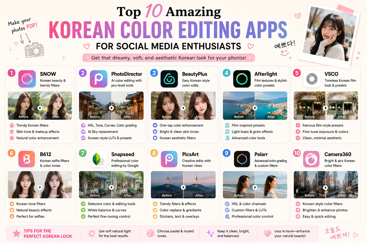 Top 10 Amazing Korean Color Editing Apps for Social Media Enthusiasts