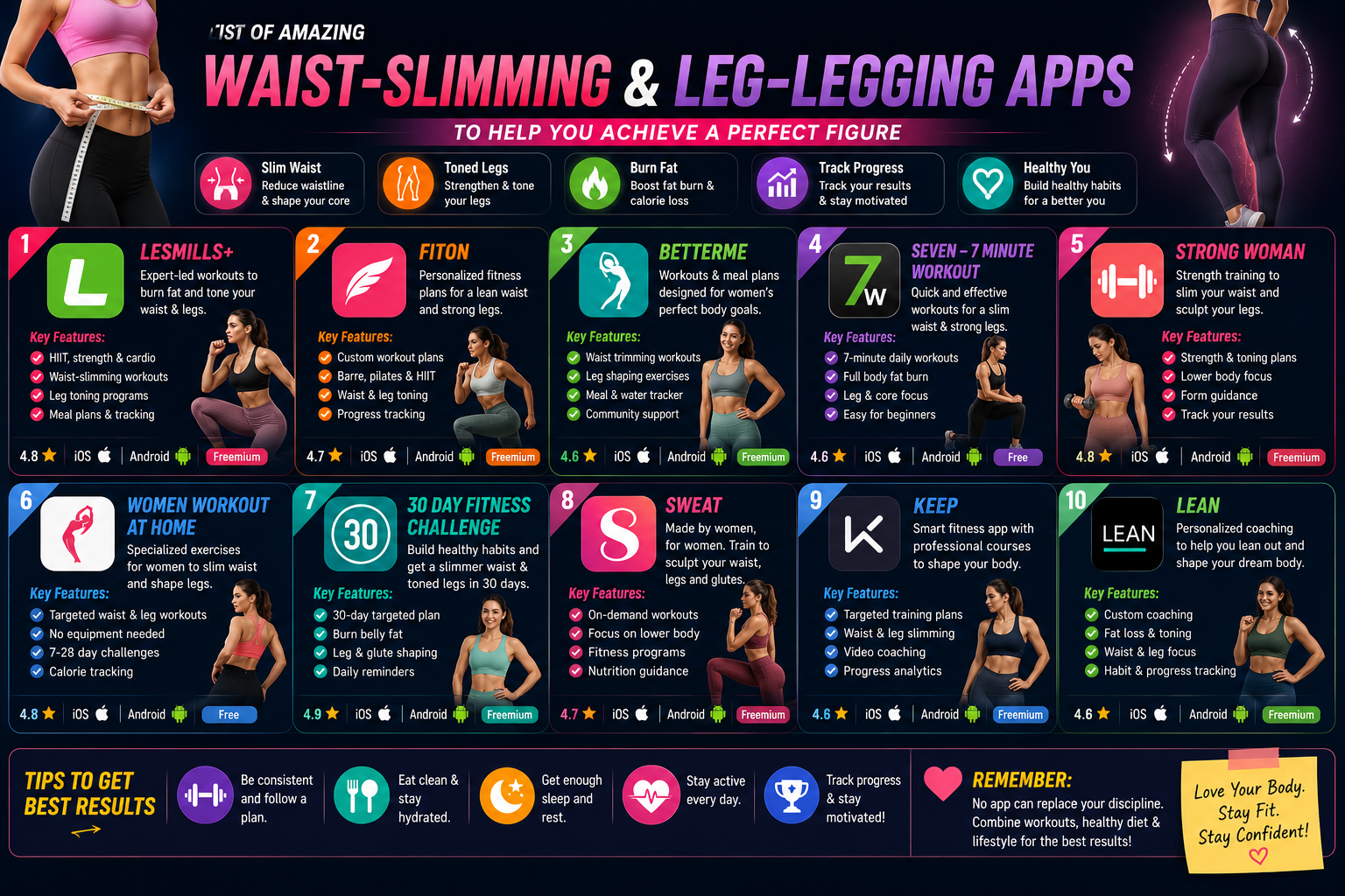 List of Amazing Waist-Slimming and Leg-Legging Apps to Help You Achieve a Perfect Figure