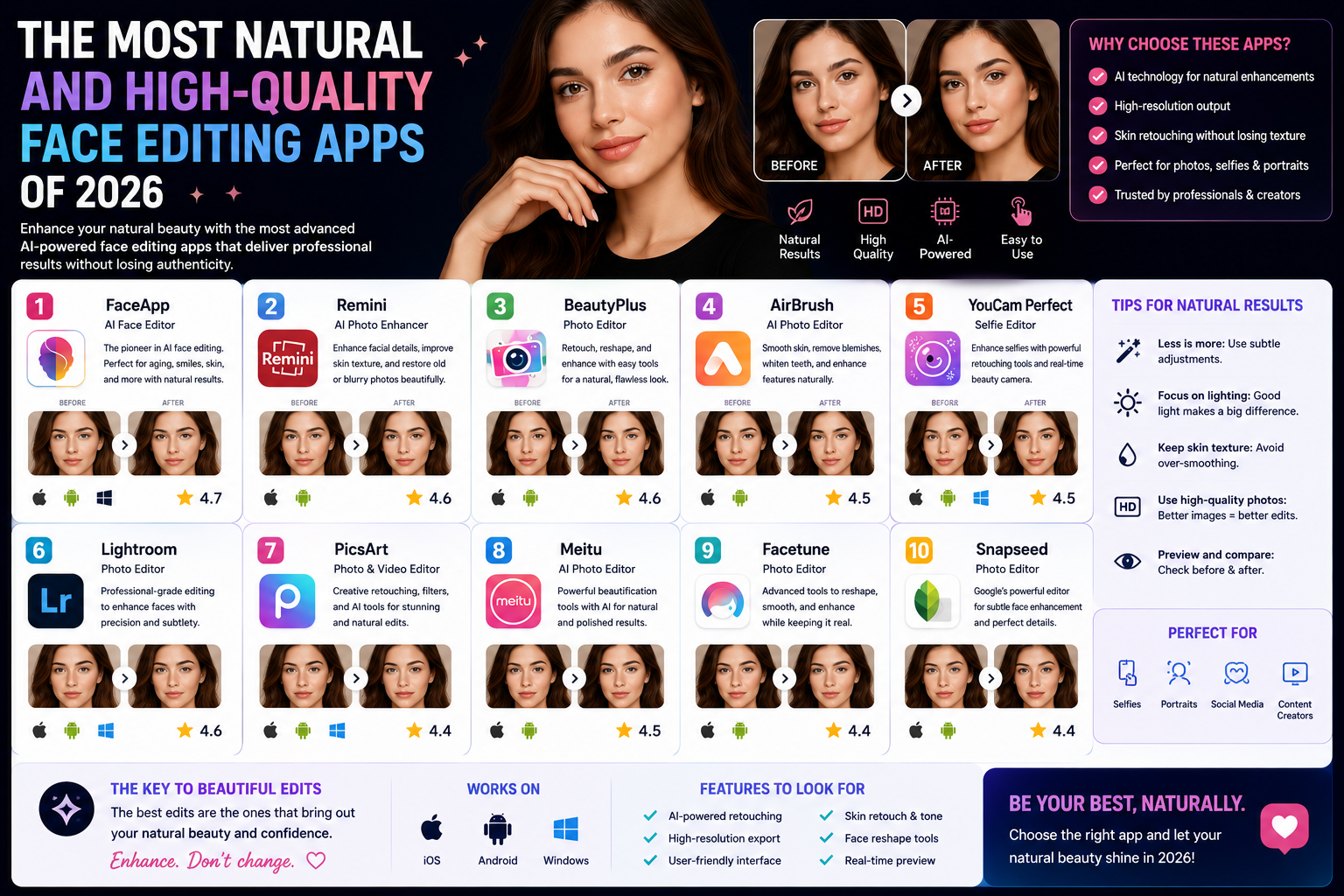 The Most Natural and High-Quality Face Editing Apps of 2026