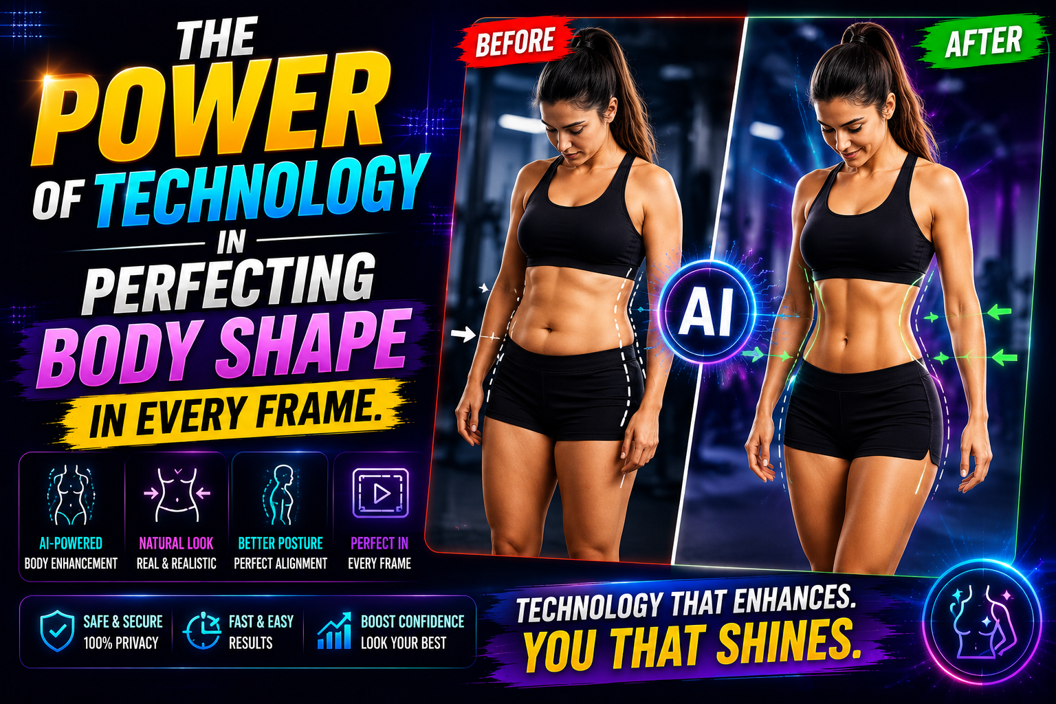 The power of technology in perfecting body shape in every frame.