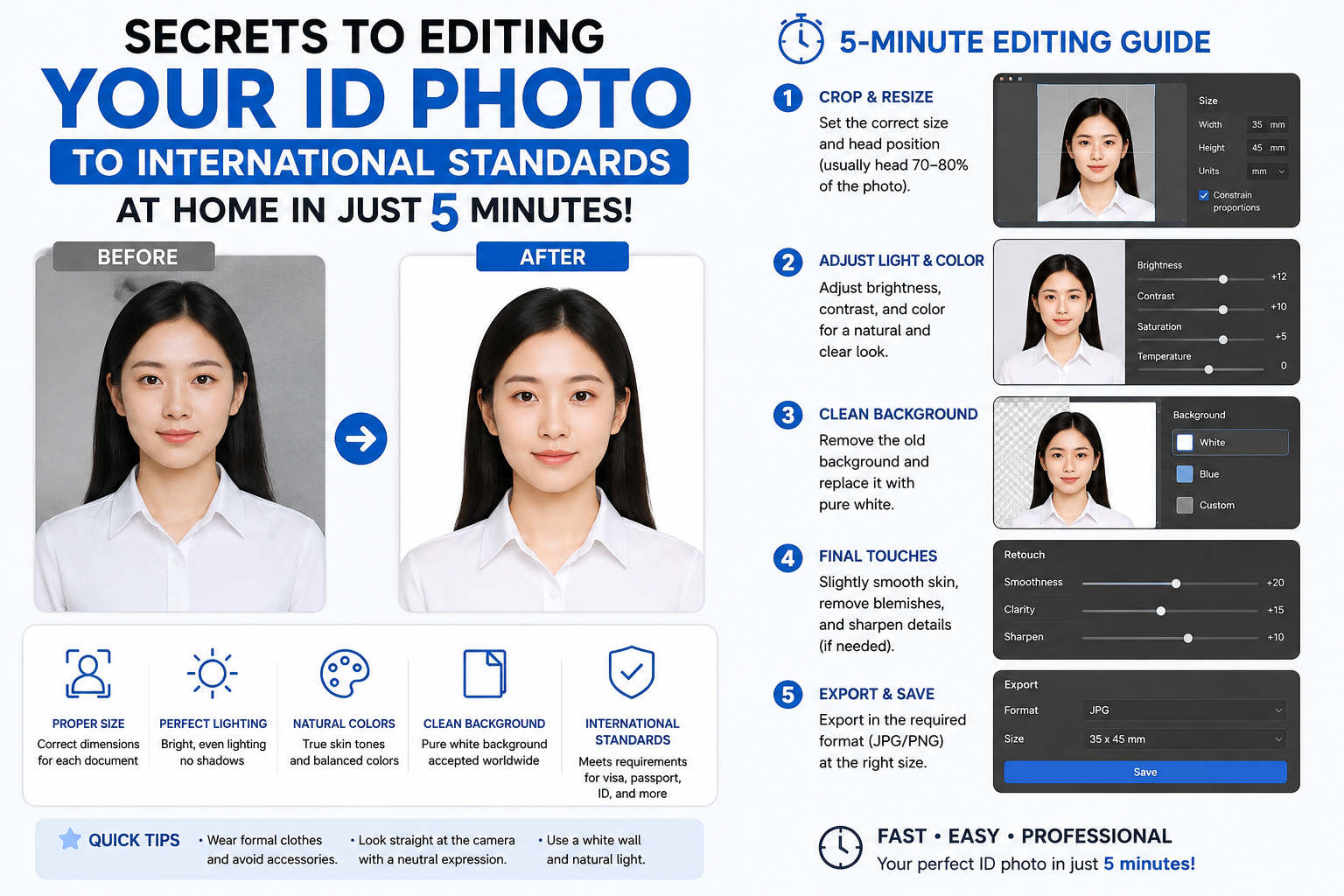 Secrets to Editing Your ID Photo to International Standards at Home in Just 5 Minutes