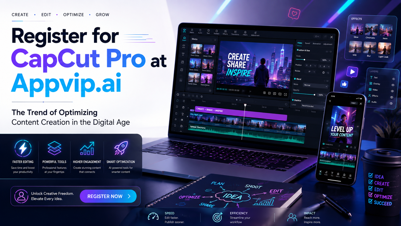 Register for CapCut Pro at Appvip.ai – The Trend of Optimizing Content Creation in the Digital Age