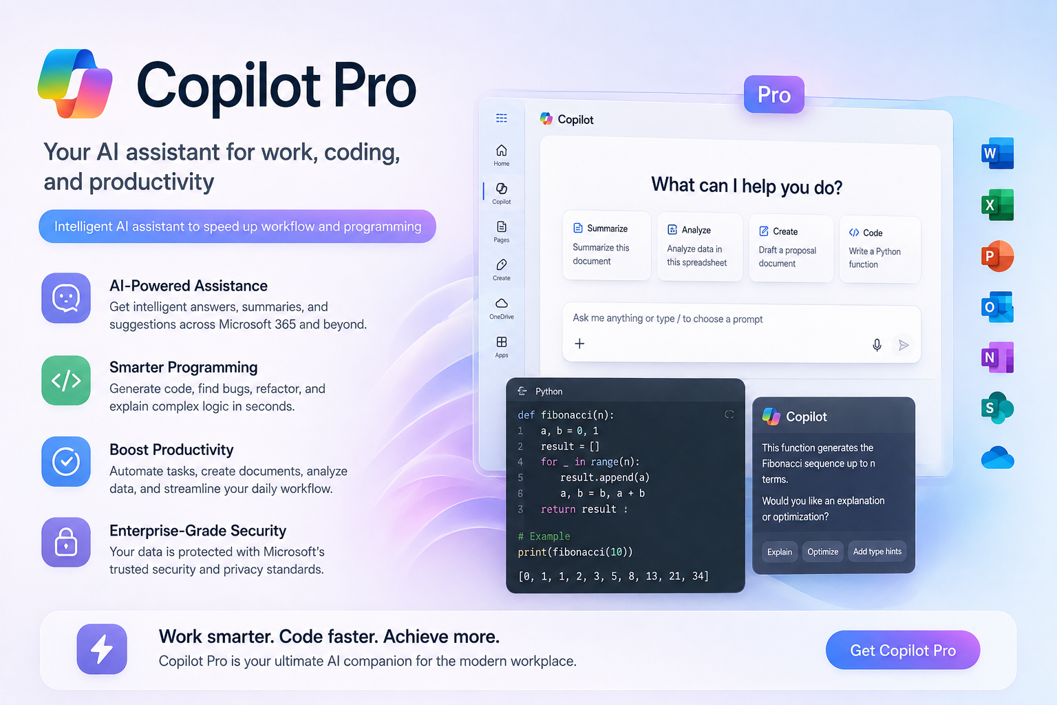 Copilot Pro account: intelligent AI assistant to speed up workflow and programming.