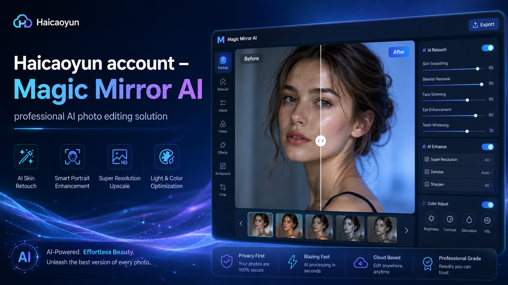 Haicaoyun account – Magic Mirror AI: professional AI photo editing solution