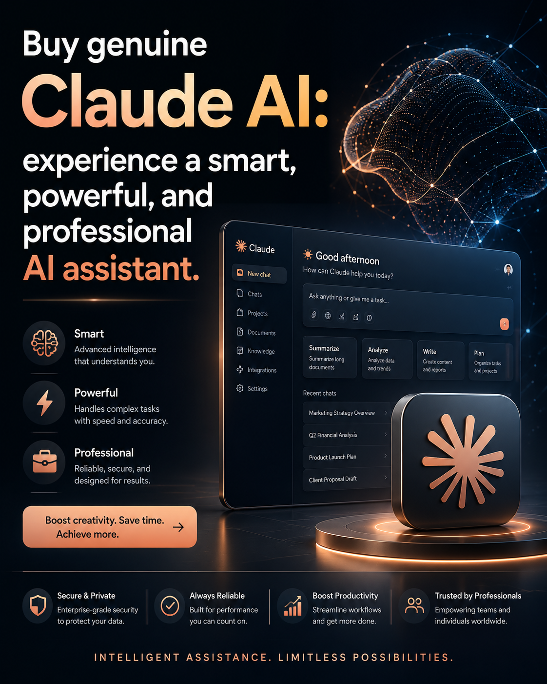 Buy genuine Claude AI: experience a smart, powerful, and professional AI assistant.