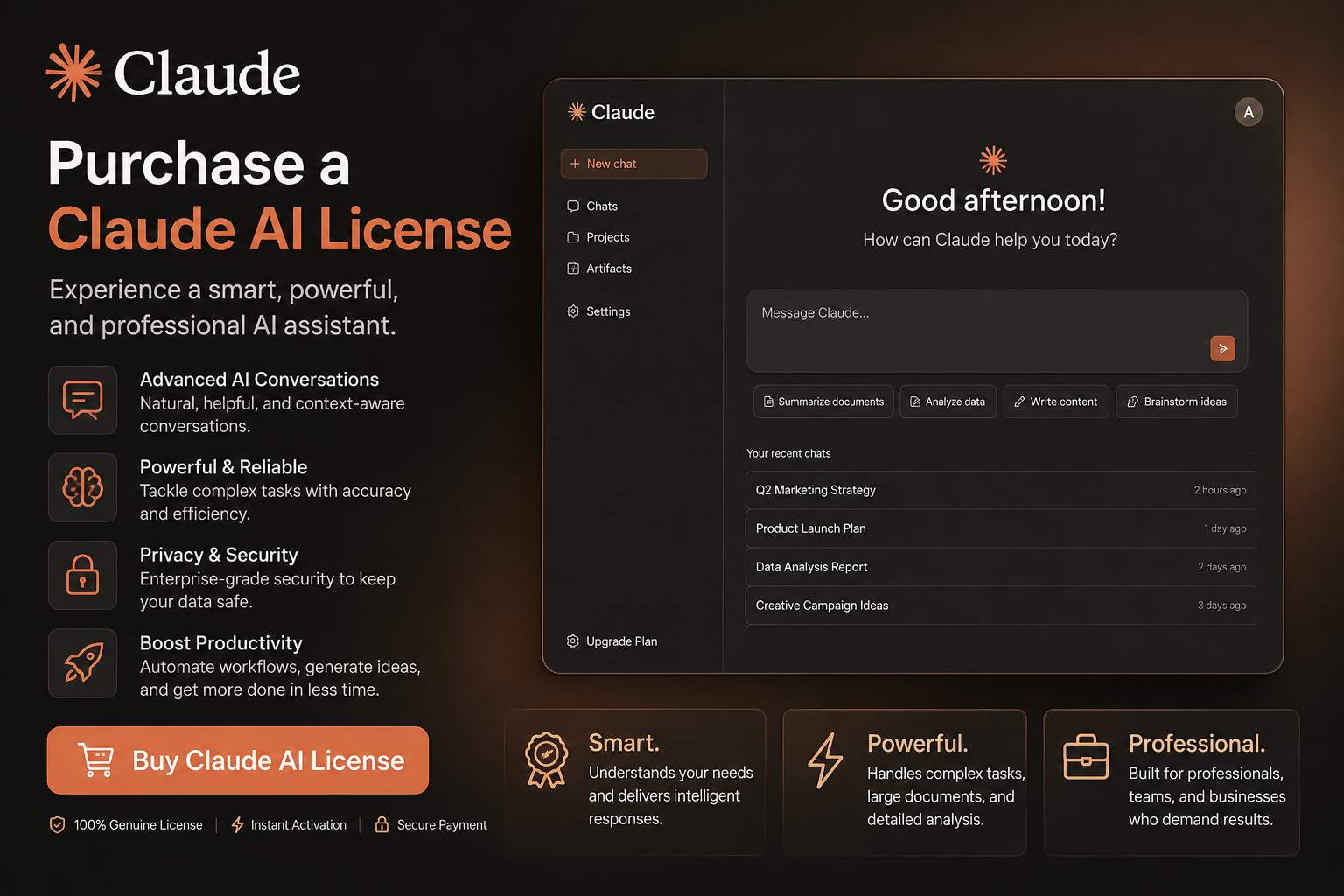 Purchase a Claude AI license: experience a smart, powerful, and professional AI assistant.