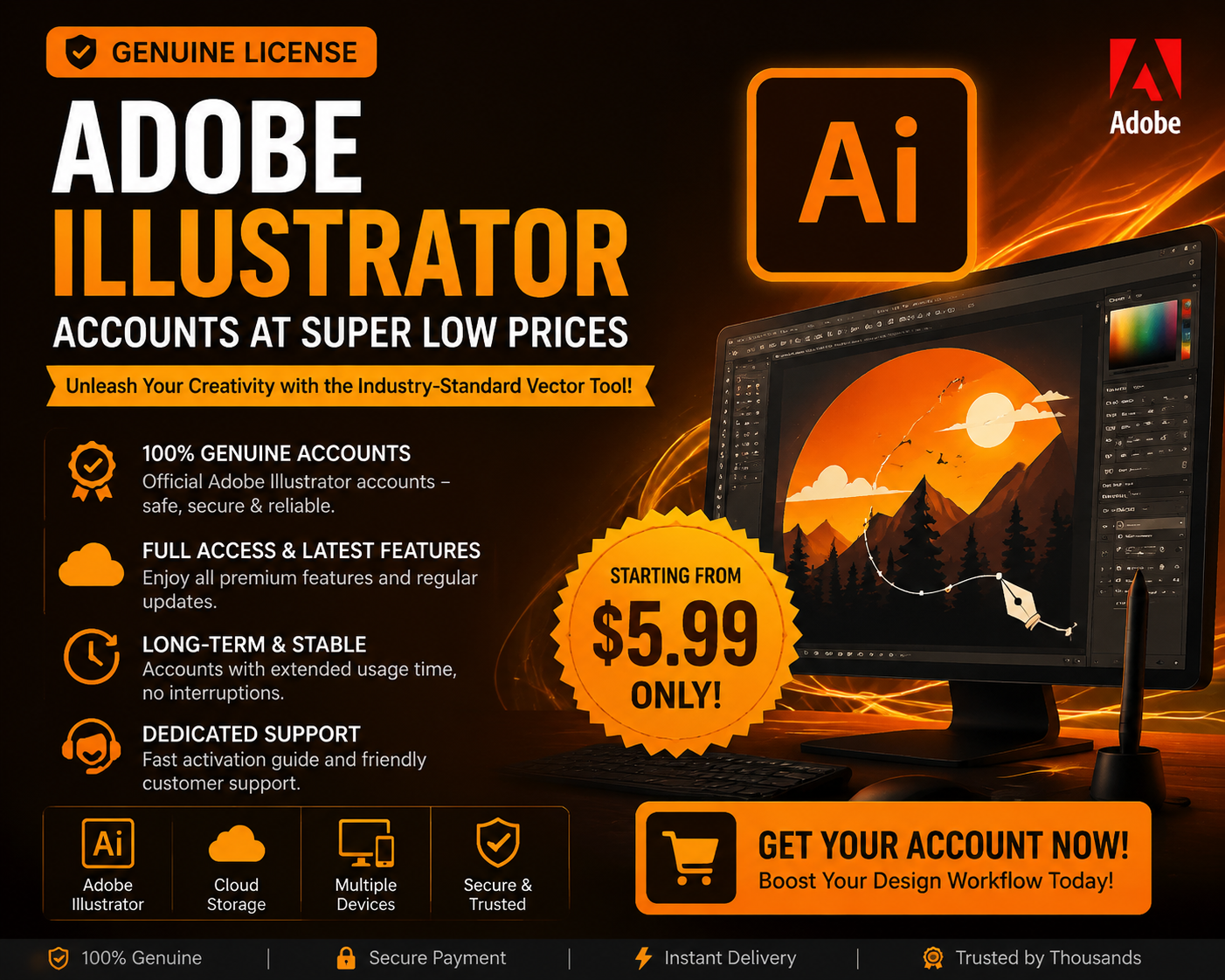 Genuine Adobe Illustrator Accounts at Super Low Prices