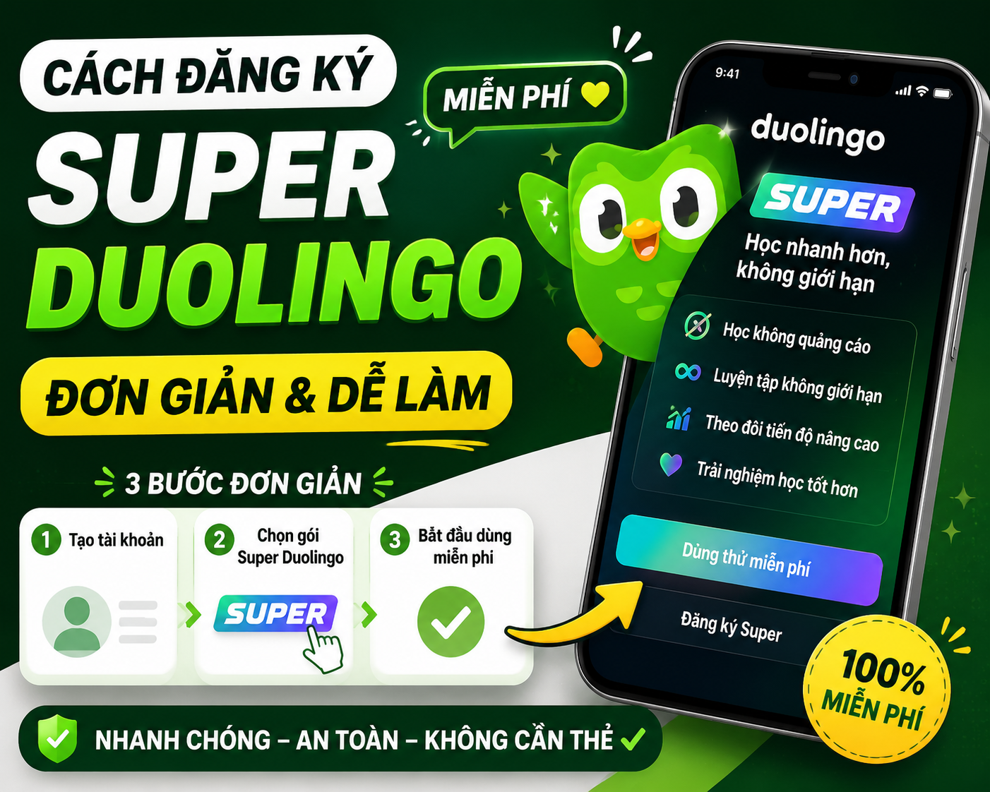 How to register for Super Duolingo for free is simple and easy to do.