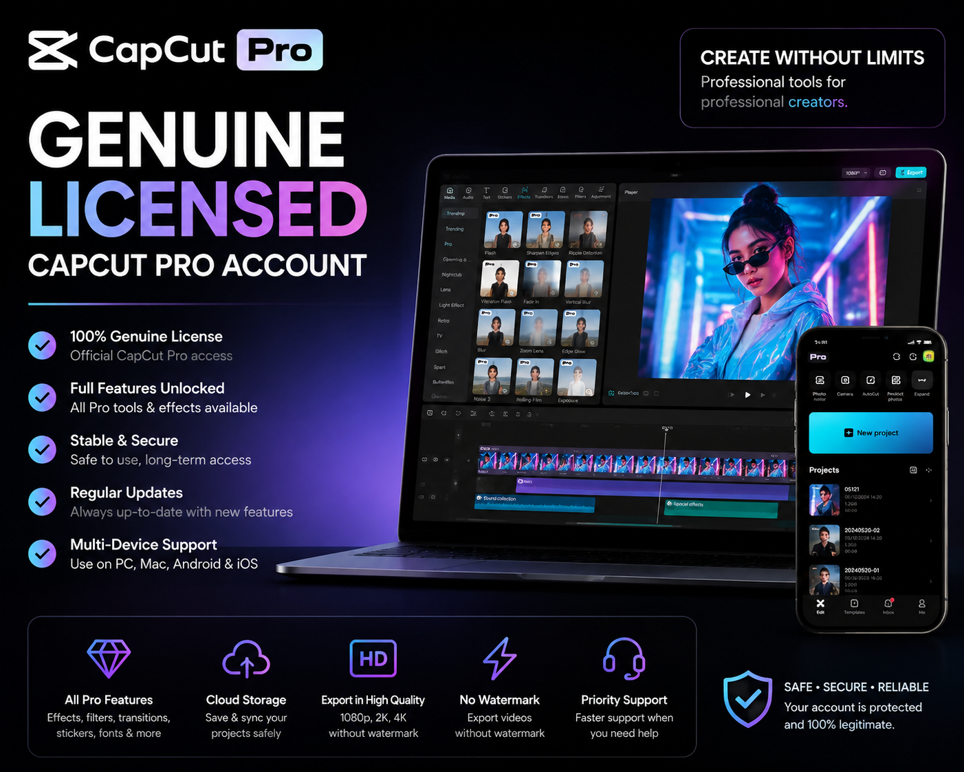 Genuine licensed CapCut Pro account