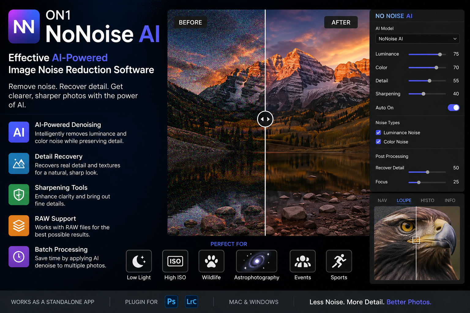 ON1 NoNoise AI: Effective AI-powered image noise reduction software