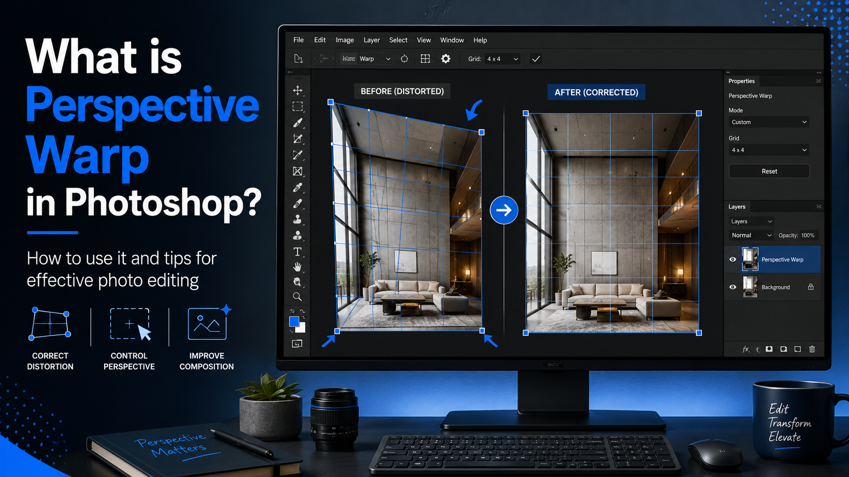 What is Perspective Warp in Photoshop? How to use it and tips for effective photo editing.