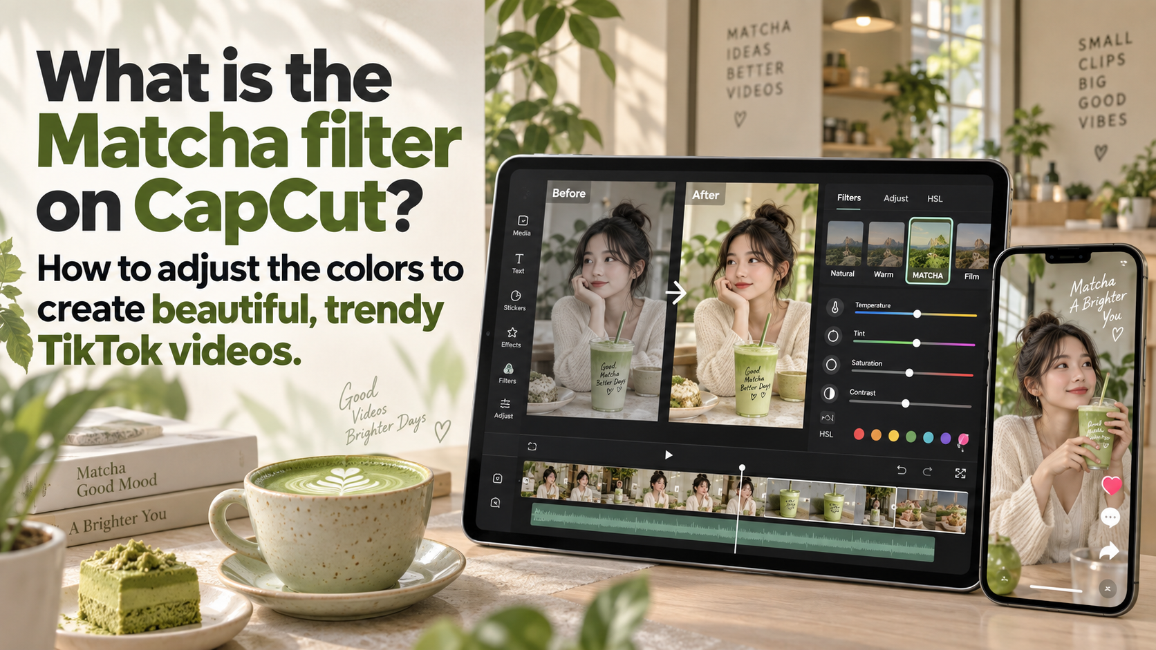 What is the Matcha filter on CapCut? How to adjust the colors to create beautiful, trendy TikTok videos.