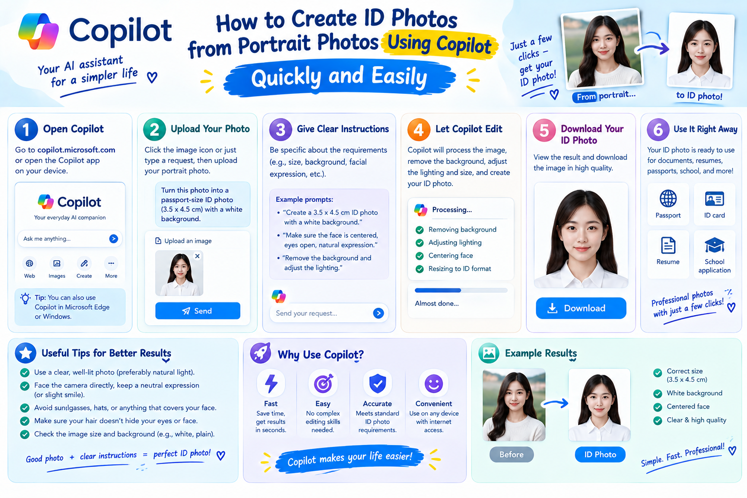 How to create ID photos from portrait photos using Copilot quickly and easily.