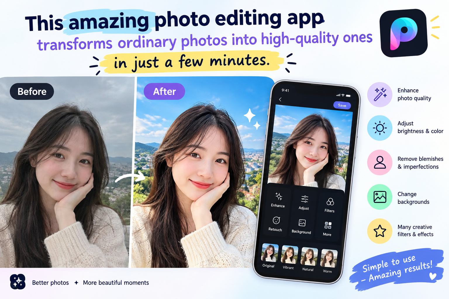 This amazing photo editing app transforms ordinary photos into high-quality ones in just a few minutes.