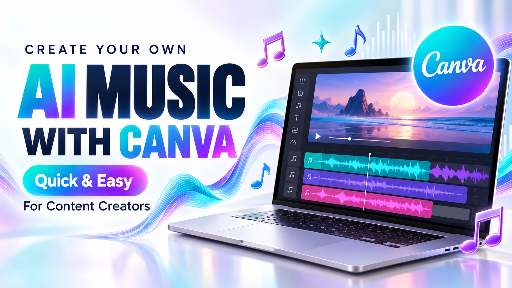A quick and easy guide to creating music using AI tools on Canva for content creators.