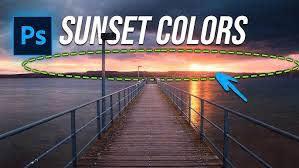 Instructions for adjusting sunset color in Photoshop