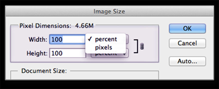 pixel size of image