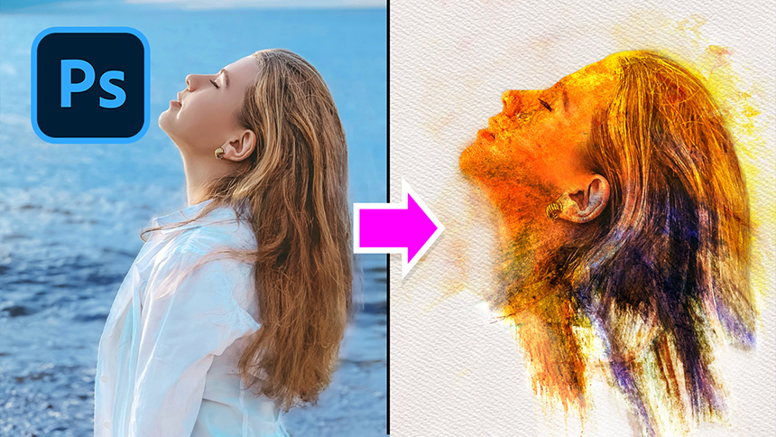 Create portraits with simple watercolor paints in Photoshop