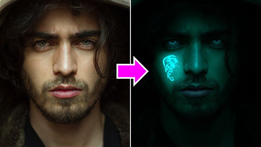 How to Create Glowing Tattoo Portrait Effect in Photoshop