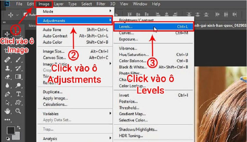 Image => Adjustments => Levels